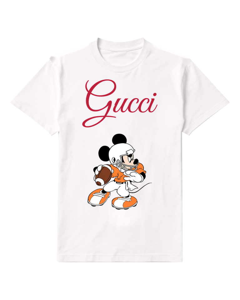 White Mouse Football Player Graphic T-Shirt - front product view