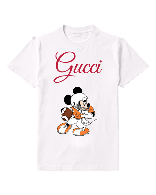 White Mouse Football Player Graphic T-Shirt - front product view