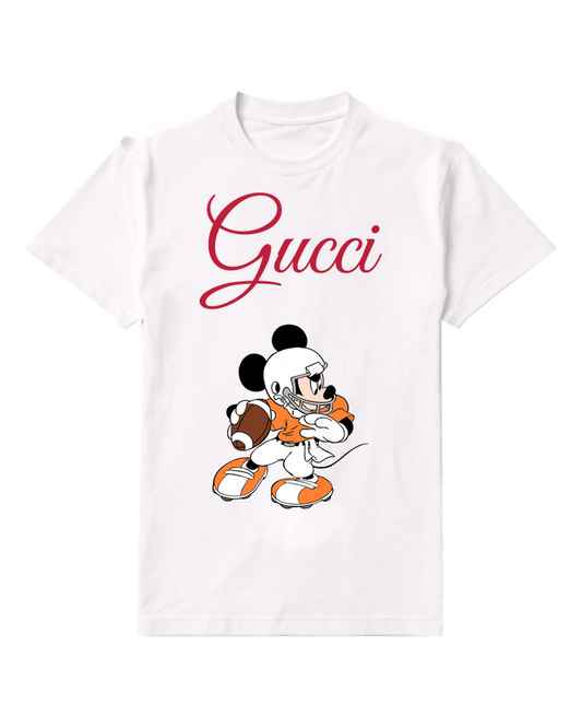 White Mouse Football Player Graphic T-Shirt - front product view