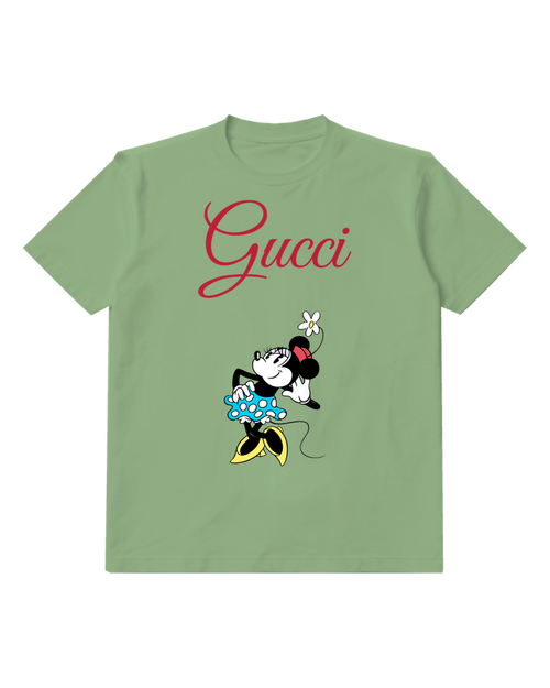 Sage Green Minnie Mouse Dancing With Flower Graphic T-Shirt - front product view