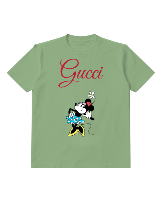 Sage Green Minnie Mouse Dancing With Flower Graphic T-Shirt - front product view