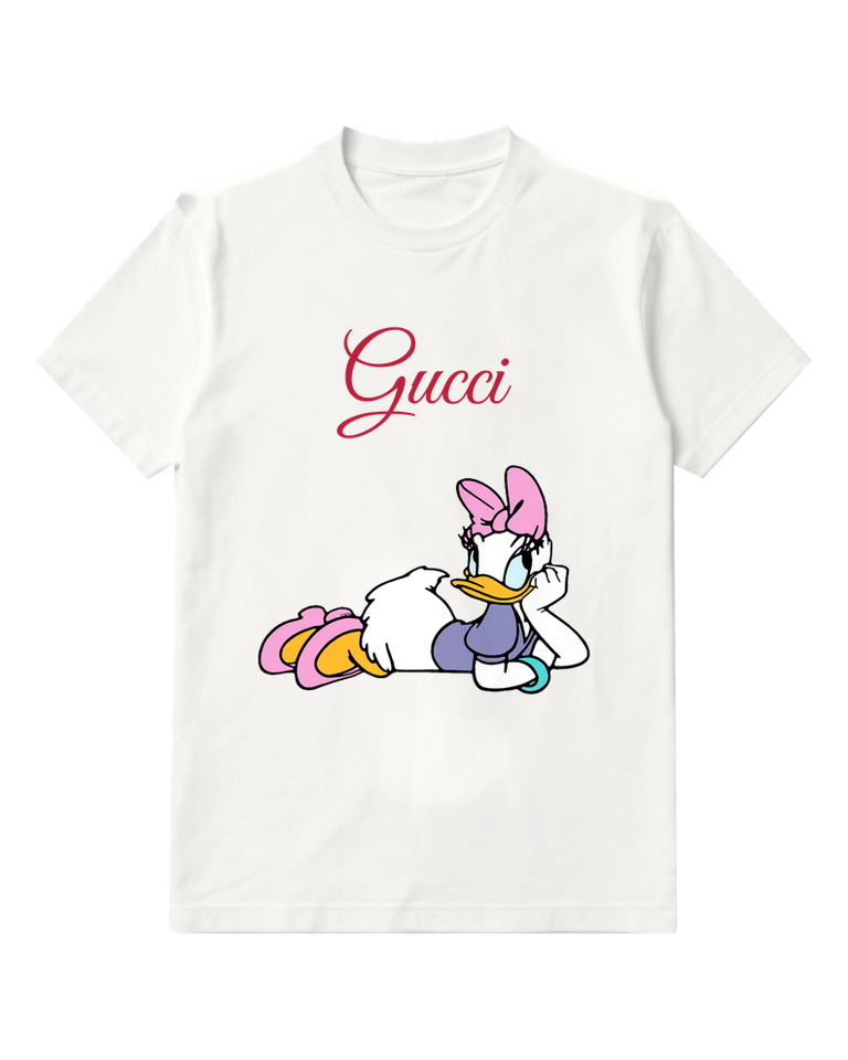White Resting Duck Pink Bow Graphic T-Shirt - front product view
