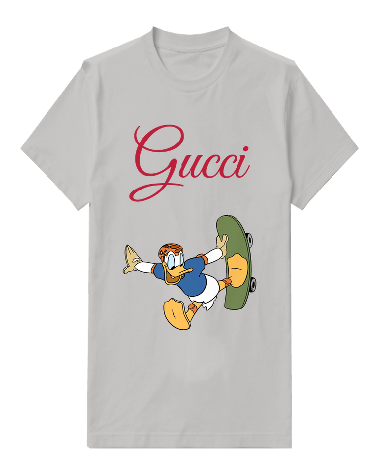 Light Gray Donald Duck Skateboarding Dynamically Graphic T-Shirt - front product view