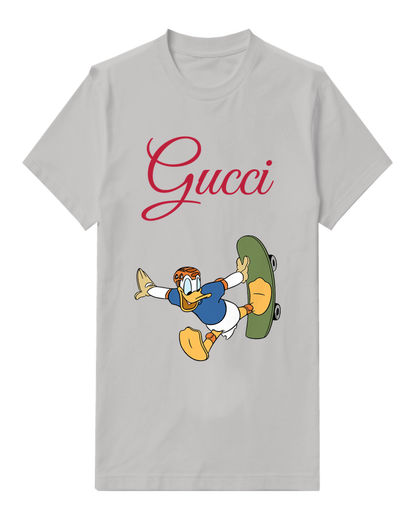Light Gray Donald Duck Skateboarding Dynamically Graphic T-Shirt - front product view