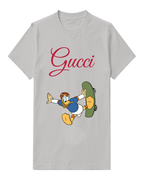 Light Gray Donald Duck Skateboarding Dynamically Graphic T-Shirt - front product view
