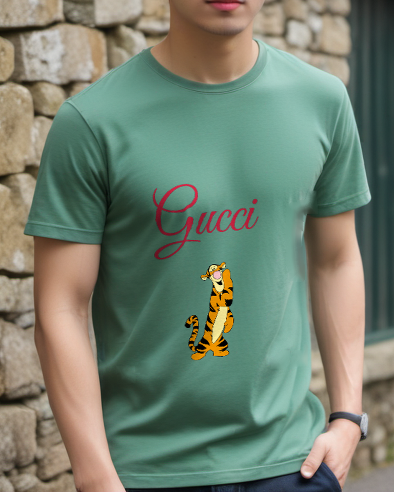 Sage Green Upright Tiger Graphic T-Shirt - styled view 3
