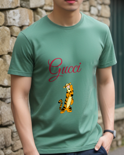Sage Green Upright Tiger Graphic T-Shirt - styled view 3