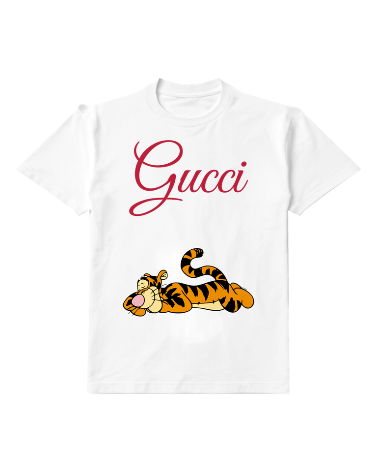 White Resting Tiger Chin On Paws Graphic T-Shirt - front product view
