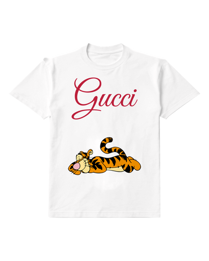 White Resting Tiger Chin On Paws Graphic T-Shirt - front product view