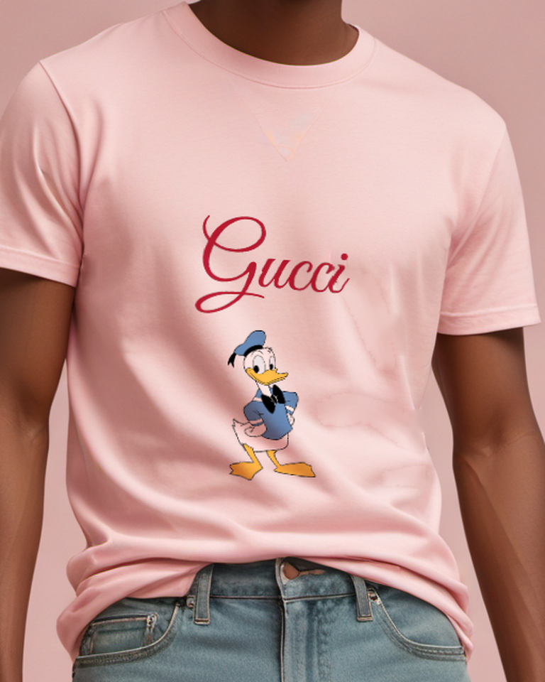 Blush Pink Donald Duck Standing Confidently Graphic T-Shirt - model wearing view