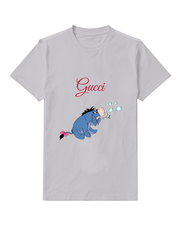 Light Gray Eeyore Sitting Down Graphic T-Shirt - front product view