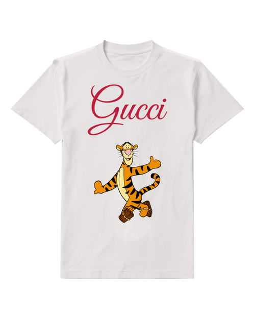 White Arms Out Dancing Tiger Graphic T-Shirt - front product view