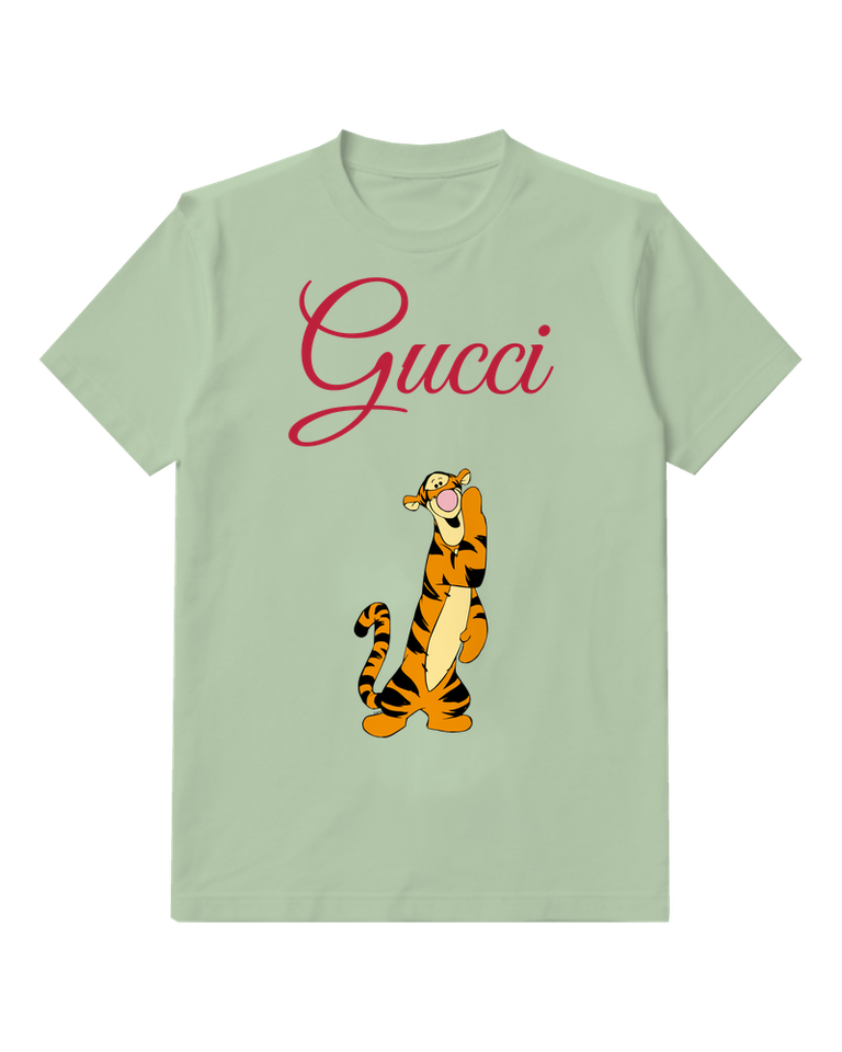 Sage Green Upright Tiger Graphic T-Shirt - front product view