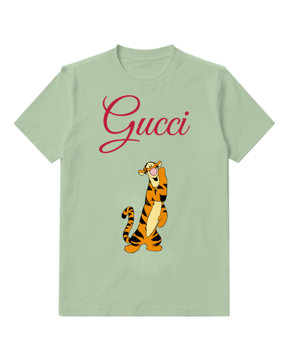 Sage Green Upright Tiger Graphic T-Shirt - front product view