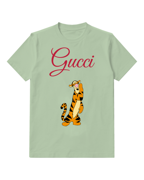 Sage Green Upright Tiger Graphic T-Shirt - front product view