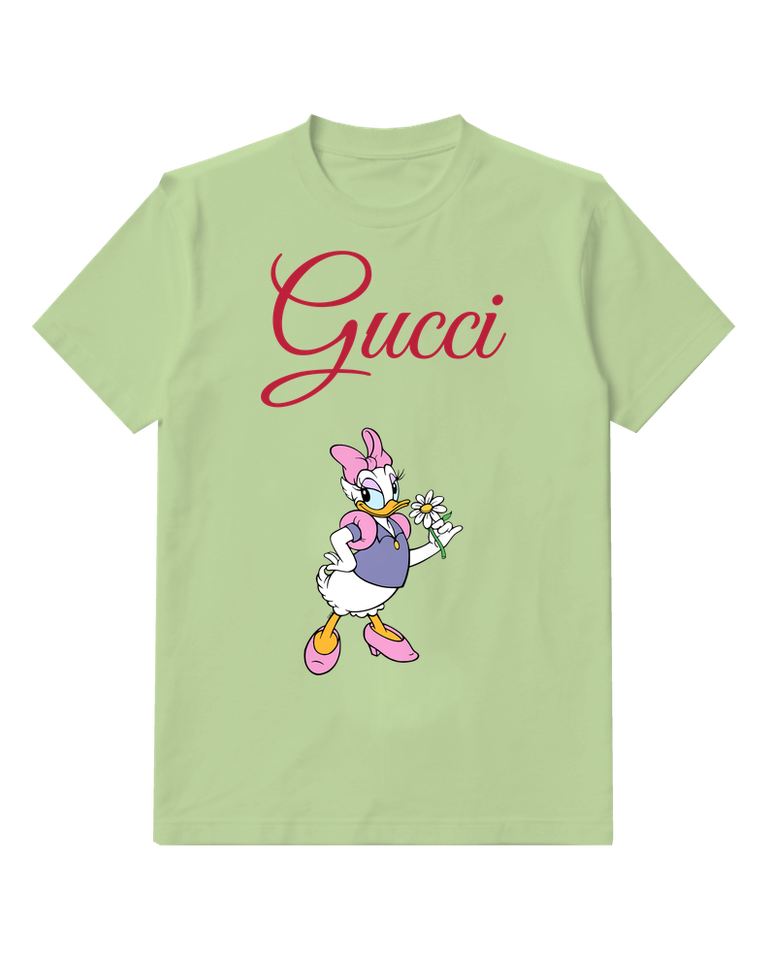 Sage Green Daisy Duck Holding A Flower Graphic T-Shirt - front product view