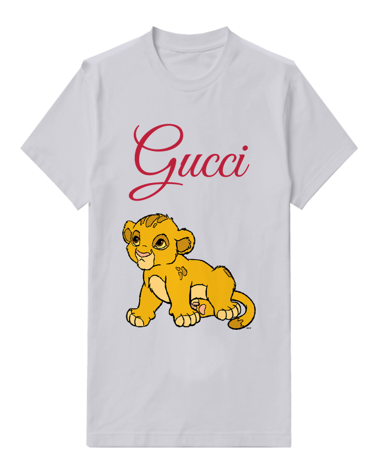 Light Gray Young Lion Cub Sitting Down Graphic T-Shirt - front product view