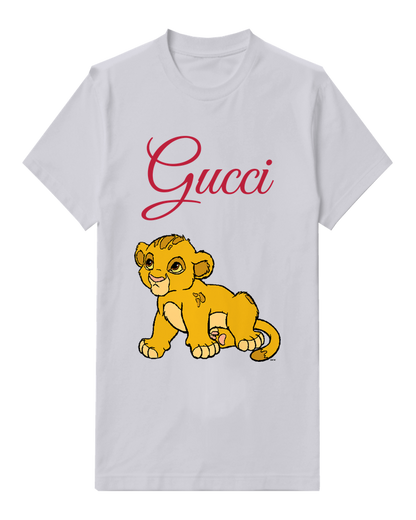 Light Gray Young Lion Cub Sitting Down Graphic T-Shirt - front product view