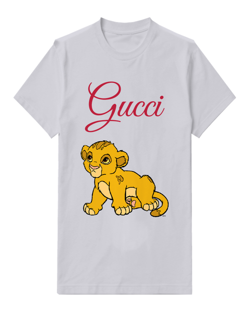 Light Gray Young Lion Cub Sitting Down Graphic T-Shirt - front product view