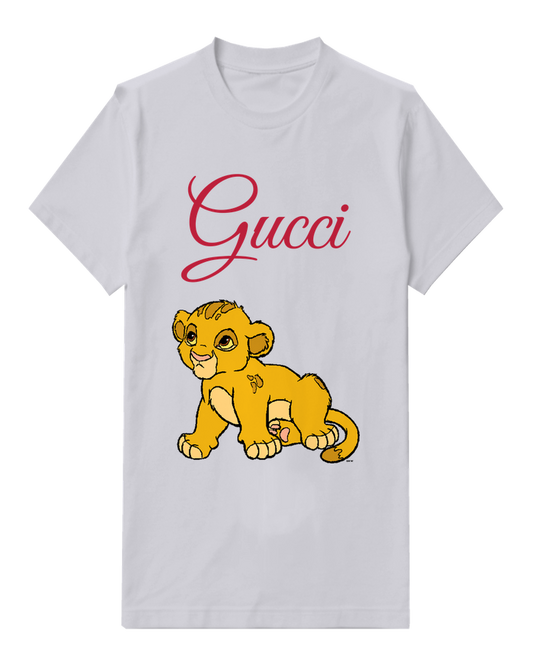 Light Gray Young Lion Cub Sitting Down Graphic T-Shirt - front product view