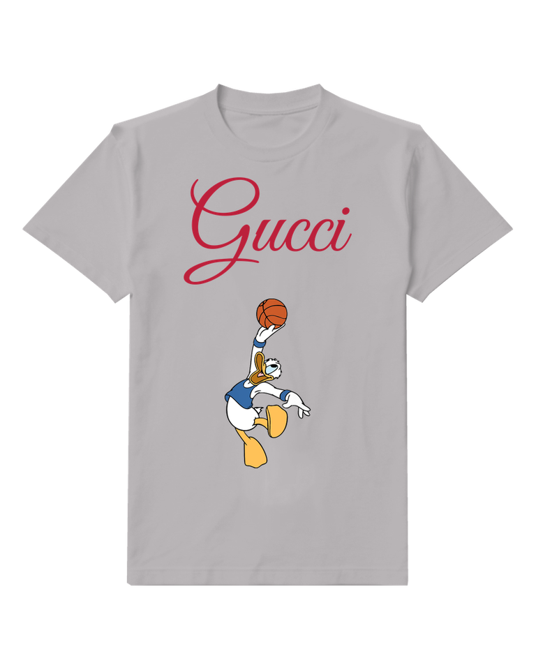 Light Gray Donald Duck Leaping For Basketball Graphic T-Shirt - front product view