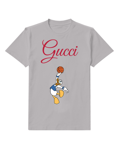 Light Gray Donald Duck Leaping For Basketball Graphic T-Shirt - front product view