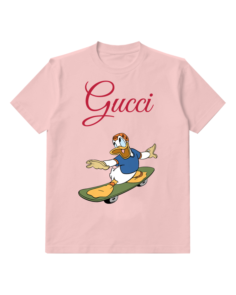 Blush Pink Donald Duck Skateboarding Graphic T-Shirt - front product view