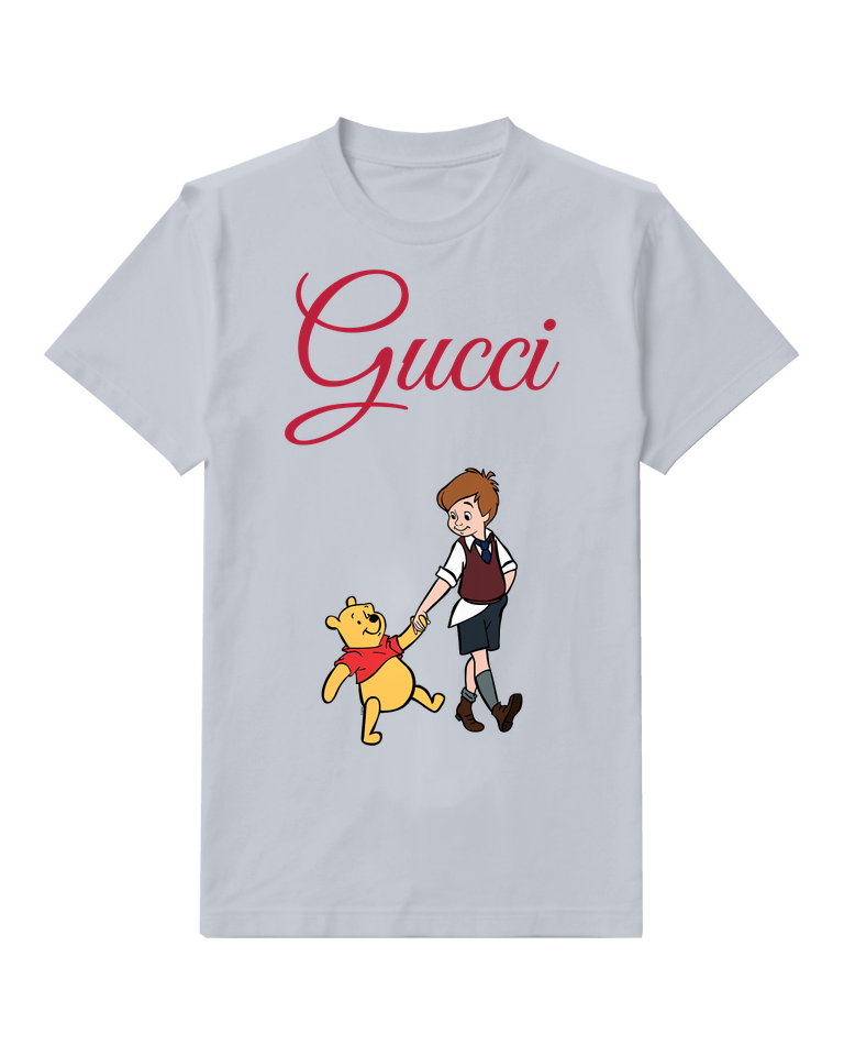 Pale Lavender Winnie The Pooh Walking With Christopher Robin Graphic T-Shirt - front product view