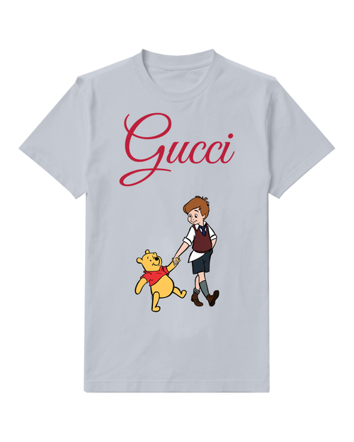 Pale Lavender Winnie The Pooh Walking With Christopher Robin Graphic T-Shirt - front product view