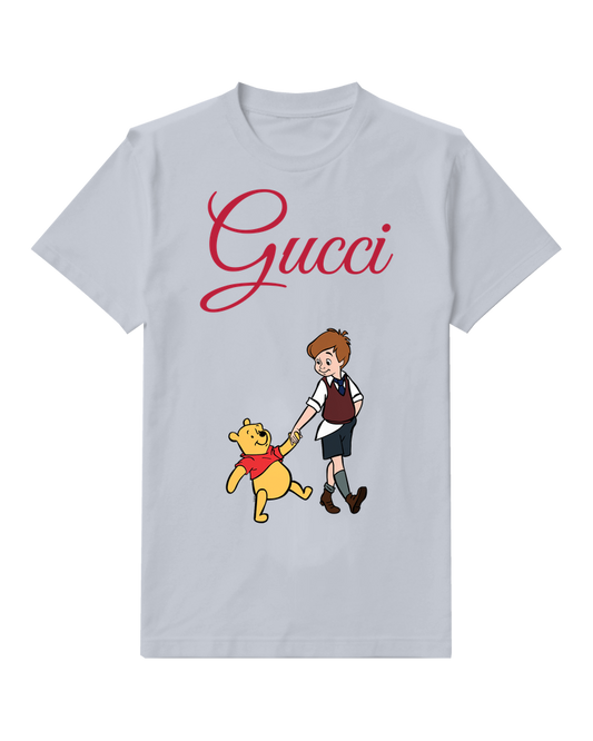 Pale Lavender Winnie The Pooh Walking With Christopher Robin Graphic T-Shirt - front product view