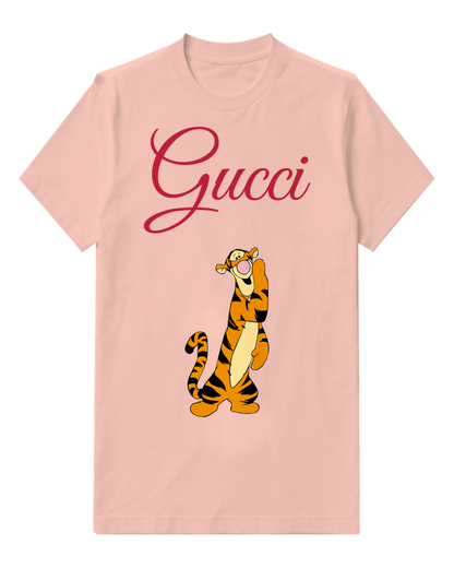 Blush Pink Smiling Tall Tiger Graphic T-Shirt - front product view