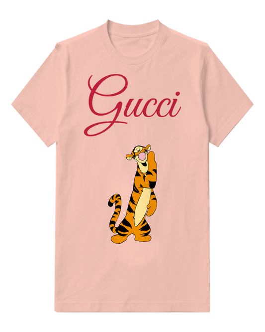 Blush Pink Smiling Tall Tiger Graphic T-Shirt - front product view