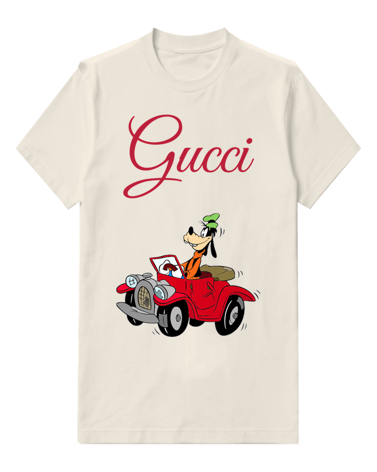 Ivory Dog Driving Red Convertible Graphic T-Shirt - front product view