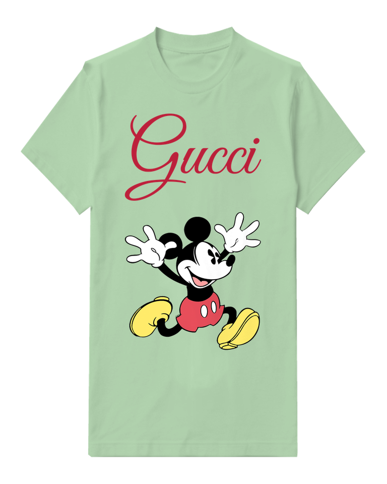 Sage Green Mouse Wide Open Arms Graphic T-Shirt - front product view