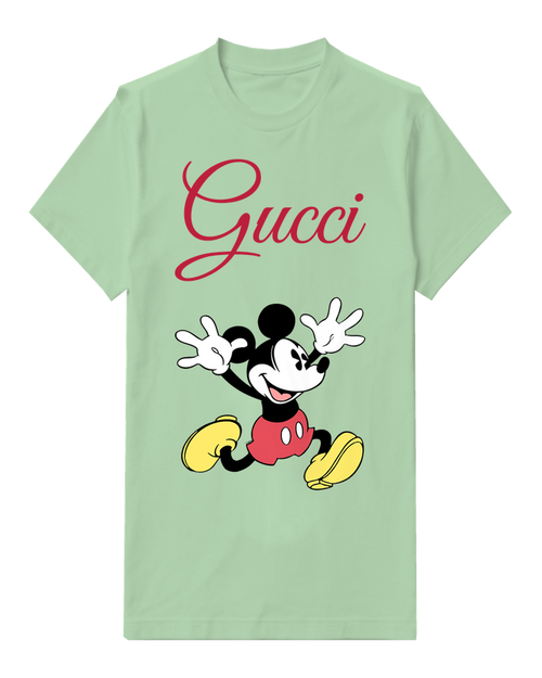 Sage Green Mouse Wide Open Arms Graphic T-Shirt - front product view