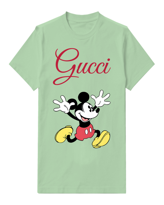 Sage Green Mouse Wide Open Arms Graphic T-Shirt - front product view