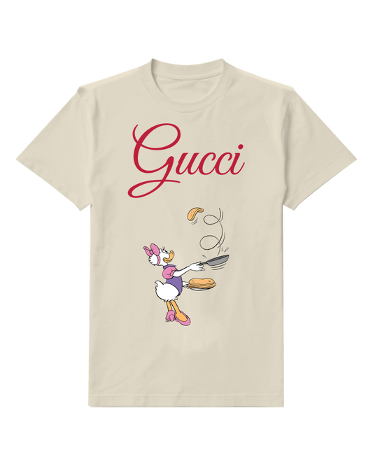Ivory Daisy Duck Frying Pancakes Graphic T-Shirt - front product view