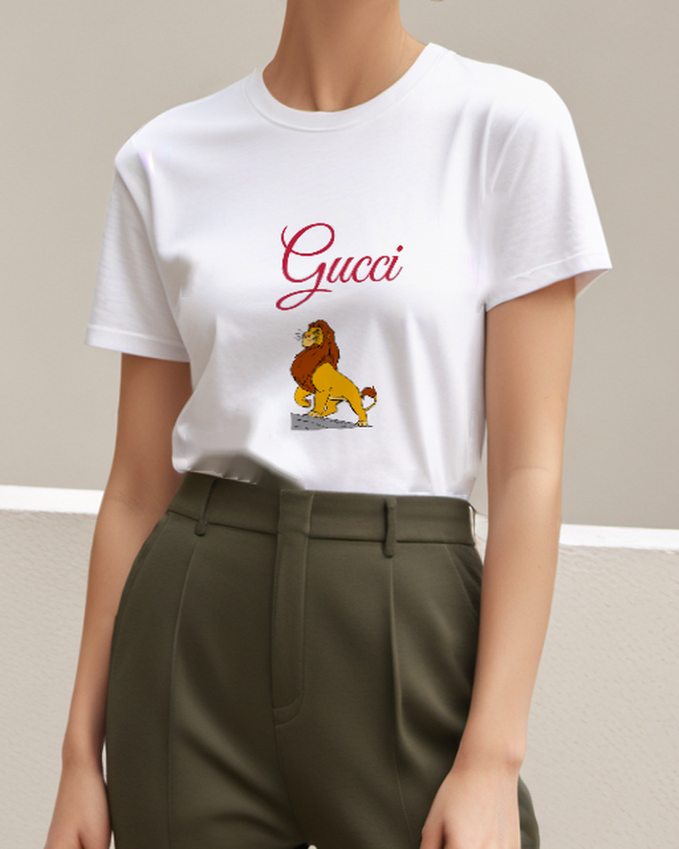 White Mufasa Standing On Rocky Outcrop Graphic T-Shirt - model wearing view