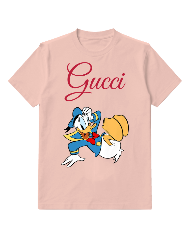 Blush Pink Donald Duck In Dynamic Running Pose Graphic T-Shirt - front product view