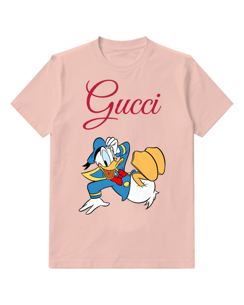 Blush Pink Donald Duck In Dynamic Running Pose Graphic T-Shirt - front product view