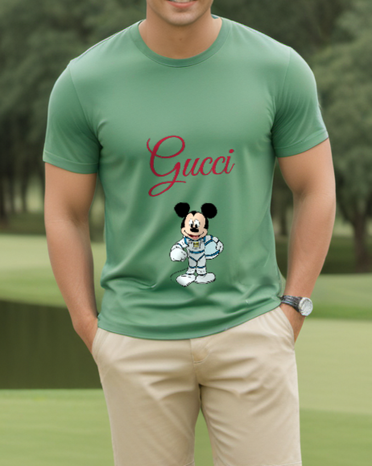 Sage Green Astronaut Mouse Graphic T-Shirt - styled view 1