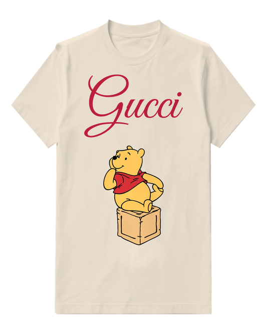 Ivory Winnie The Pooh Sitting Atop Block Graphic T-Shirt - front product view