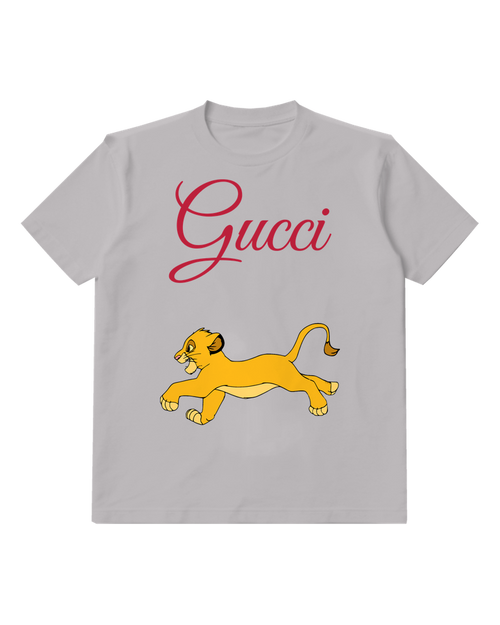Light Gray Running Lion Cub Graphic T-Shirt - front product view