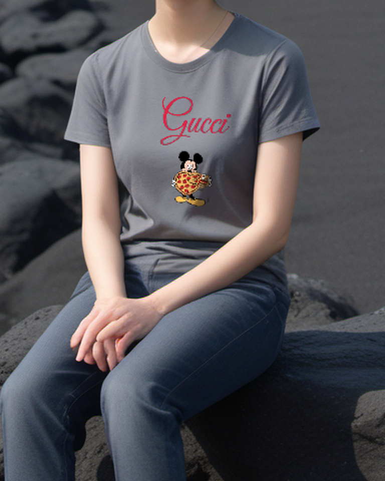 Charcoal Mouse Pizza Graphic T-Shirt - styled view 2
