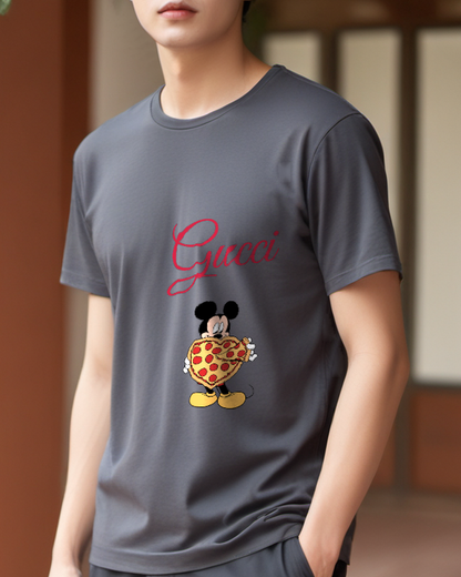 Charcoal Mouse Pizza Graphic T-Shirt - styled view 4
