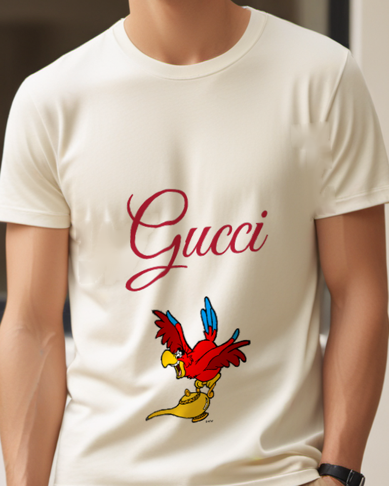 Ivory Parrot Perched On Magic Lamp Graphic T-Shirt - model wearing view