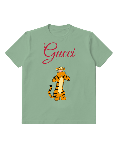 Sage Green Tiger Paws Near Face Graphic T-Shirt - front product view