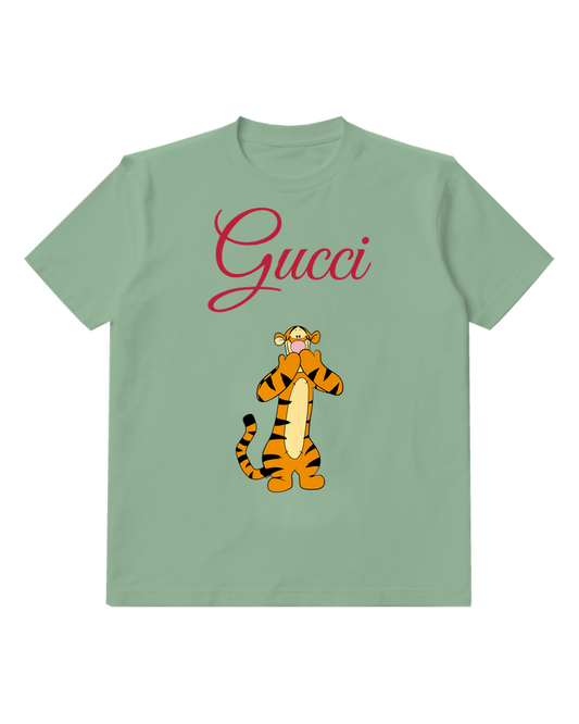 Sage Green Tiger Paws Near Face Graphic T-Shirt - front product view