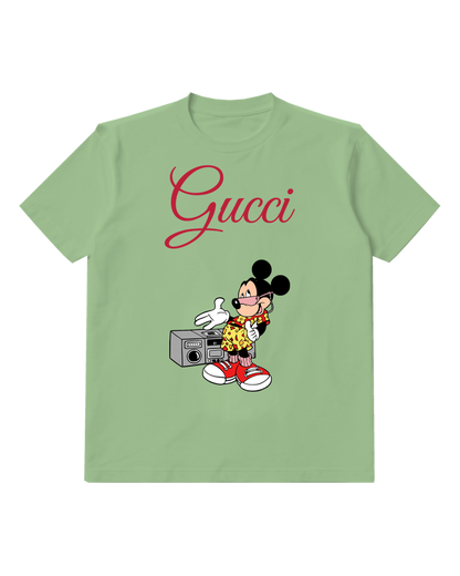 Sage Green Mickey Mouse Thumbs Up Boombox Graphic T-Shirt - front product view