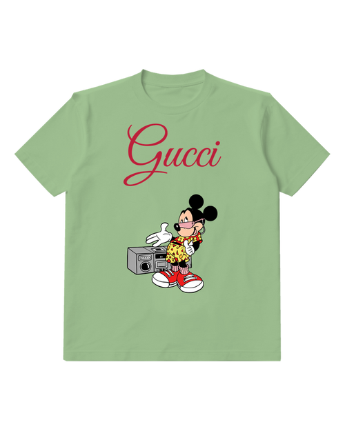 Sage Green Mickey Mouse Thumbs Up Boombox Graphic T-Shirt - front product view
